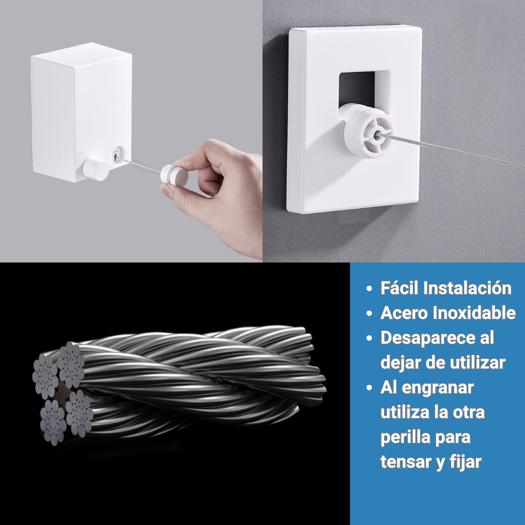 TENDEDERO RETRÁCTIL / Seca fácilmente tu ropa en espacios pequeños / 4,2 Mts de Largo