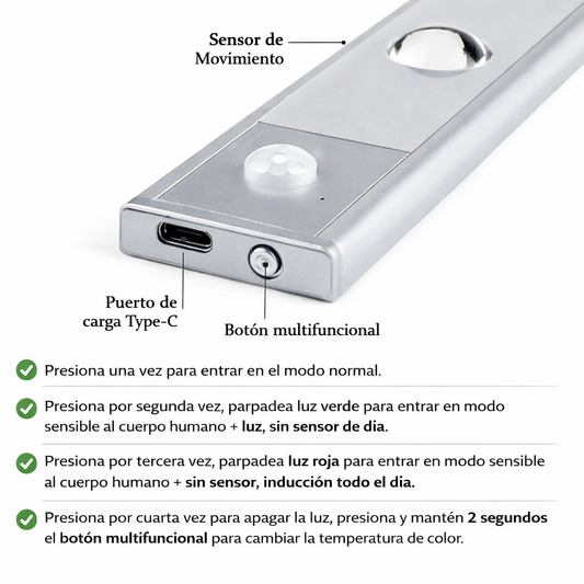 Barra LED con Sensor de Movimiento 50cm – Iluminación Automática