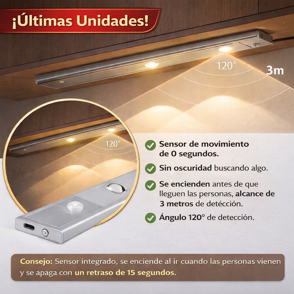 Packs Barras LED con Sensor de Movimiento 50cm – Iluminación Automática