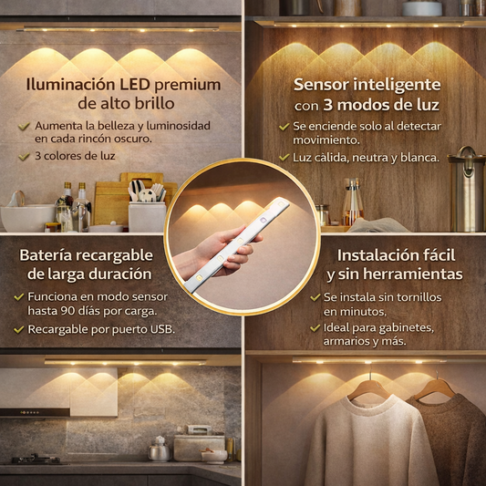 Packs Barras LED con Sensor de Movimiento 50cm – Iluminación Automática