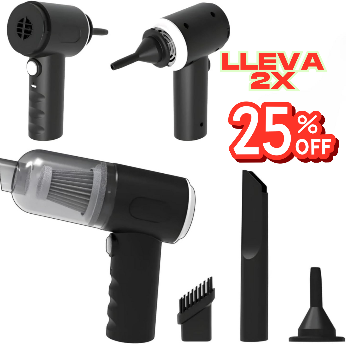 Aspiradora Compacta UltraClean® – Limpieza profunda y sin esfuerzo para tu auto