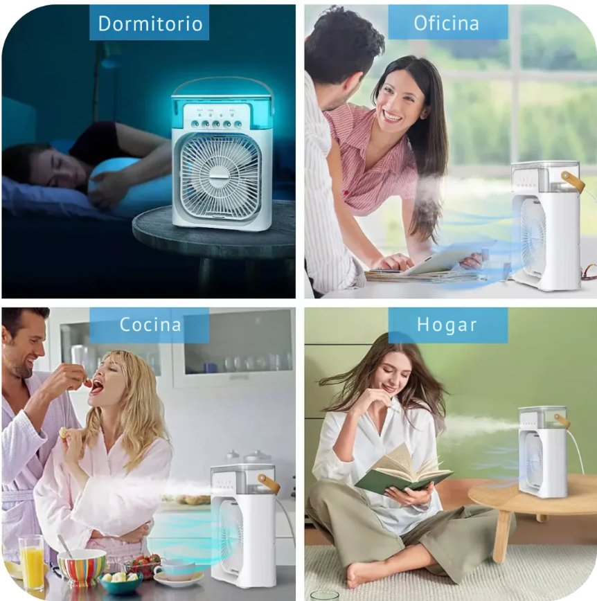 VENTILADOR PORTÁTIL CON NIEBLA - Refresca al instante incluso en días extremos