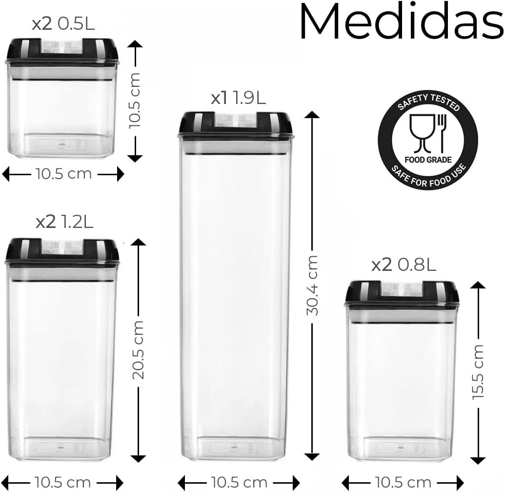 Set de 7 Contenedores Para Alimentos - Aprovecha cada espacio y organiza tu cocina fácil