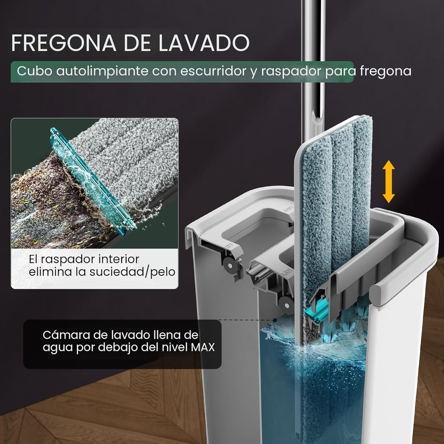 Mopa Doble Acción TurboTrap™ - Trapea Sin Mojarte las Manos