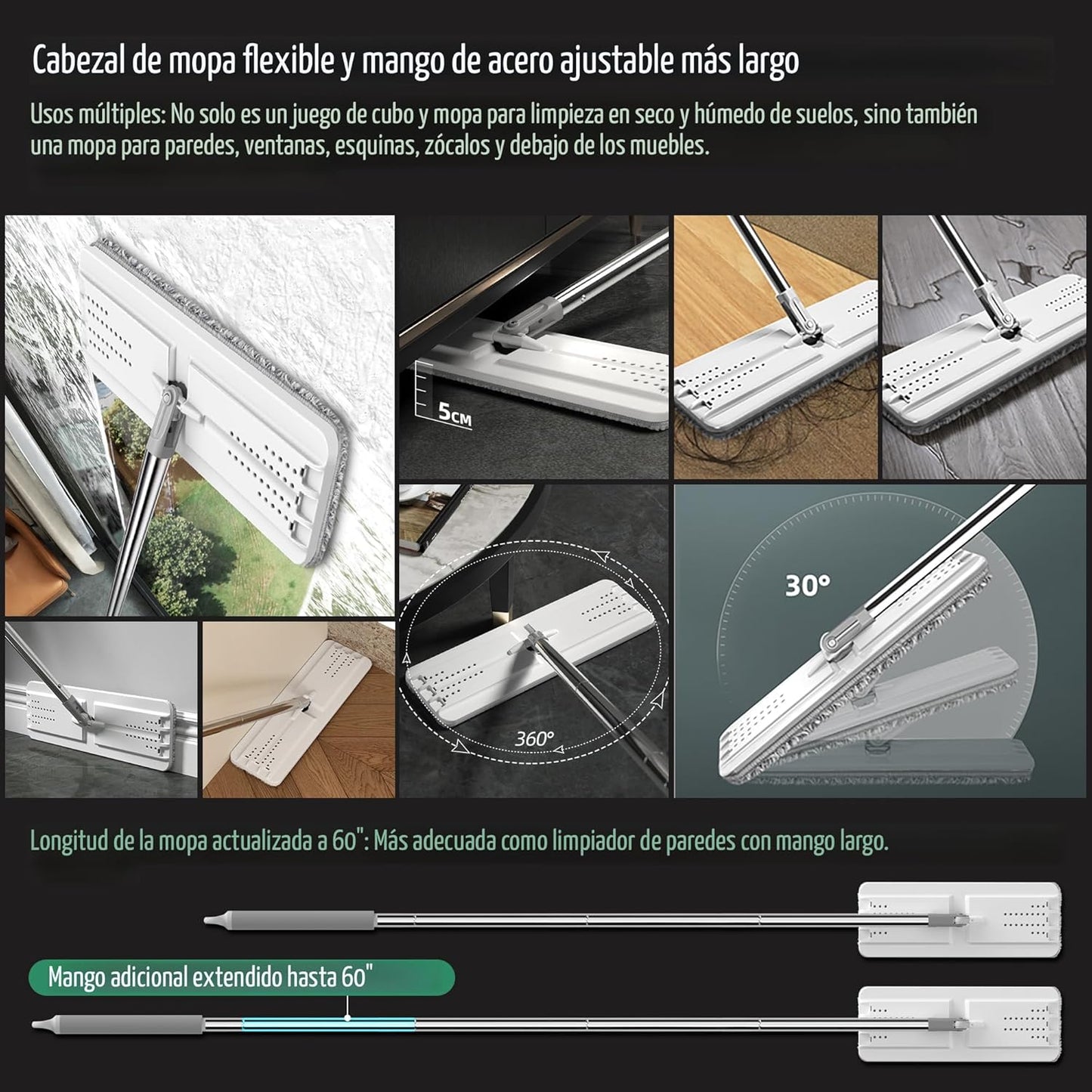Mopa Doble Acción TurboTrap™ - Trapea Sin Mojarte las Manos