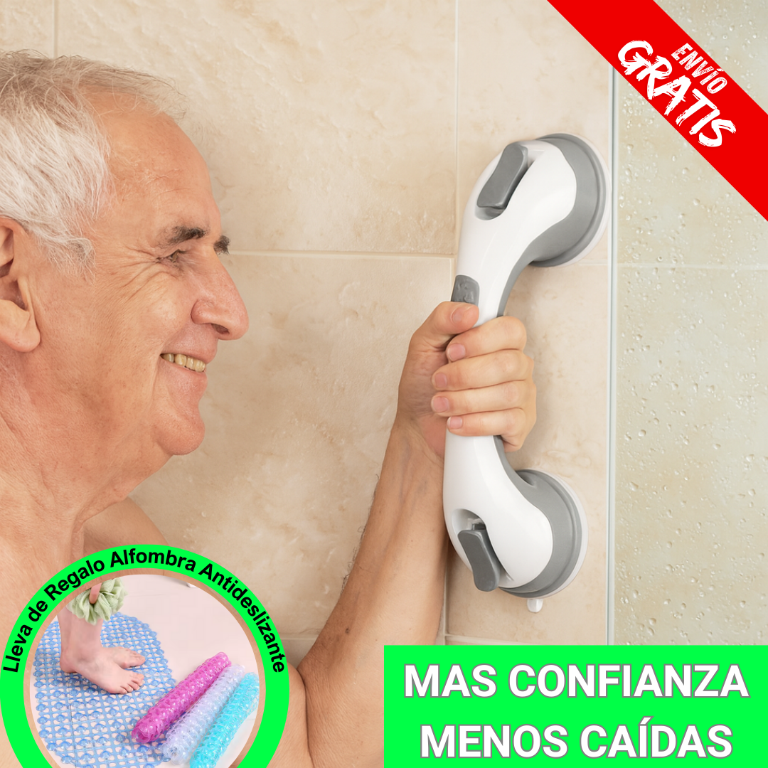 Kit Seguridad Ducha - Barra de Apoyo Anticaídas + Alfombra Antideslizante