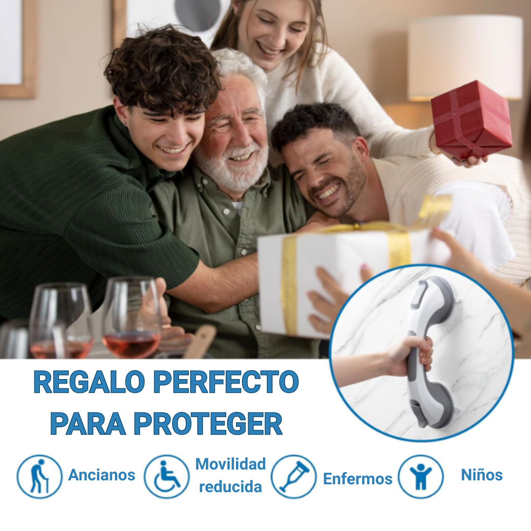 Kit Seguridad Ducha - Barra de Apoyo Anticaídas + Alfombra Antideslizante