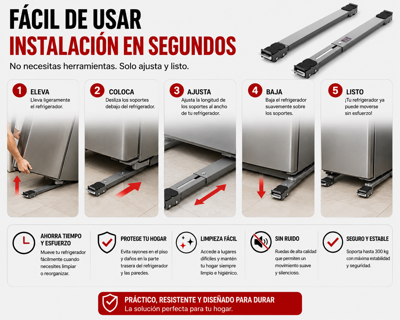MoveRoll™ | Mueve electrodomésticos pesados sin esfuerzo y sin pedir ayuda