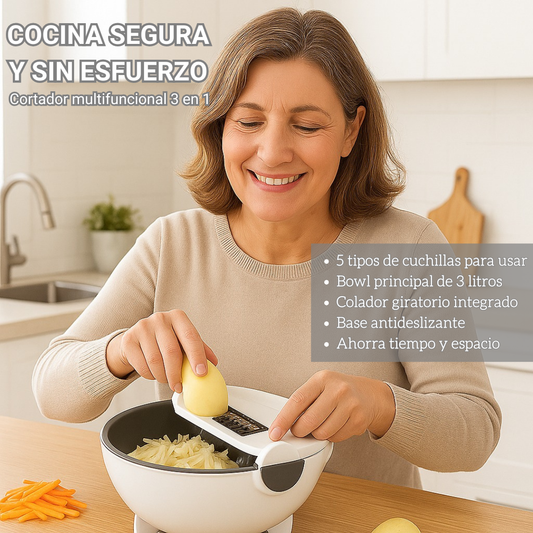 Cortador Multifuncional con Bowl + Colador