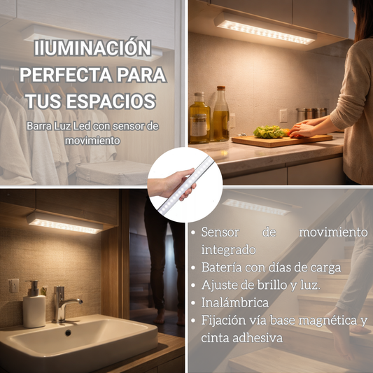 Barra LED con Sensor de Movimiento 20cm – Iluminación Automática