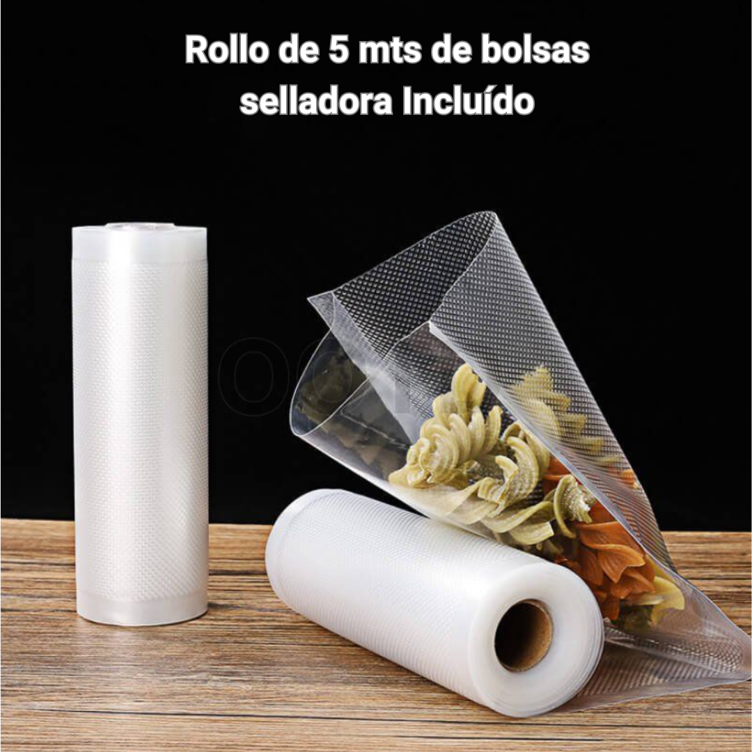 SELLADORA AL VACÍO DE ALIMENTOS + Rollo de Bolsas 5 mts / Mantén tus alimentos frescos