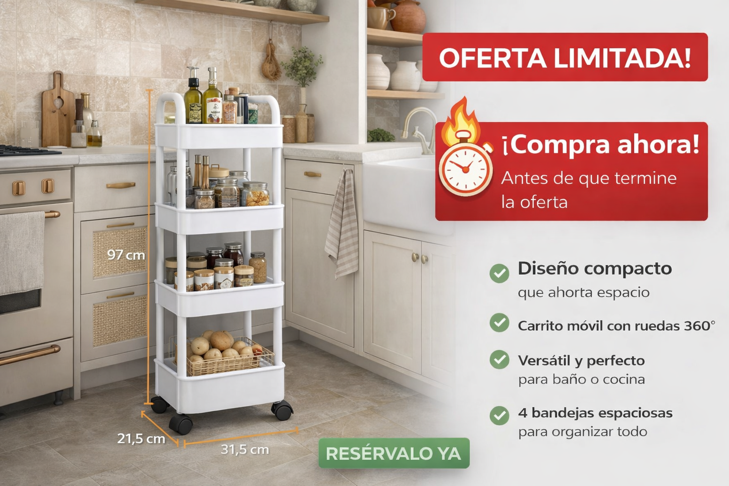 Carrito organizador – Orden inmediato en espacios pequeños