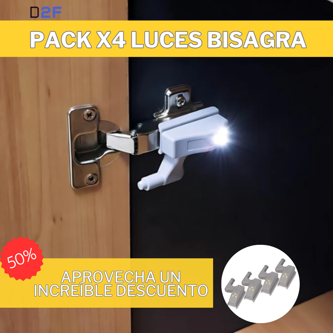 Pack x 4 Luces Para Bisagras - Ilumina Espacios Pequeños Interiores
