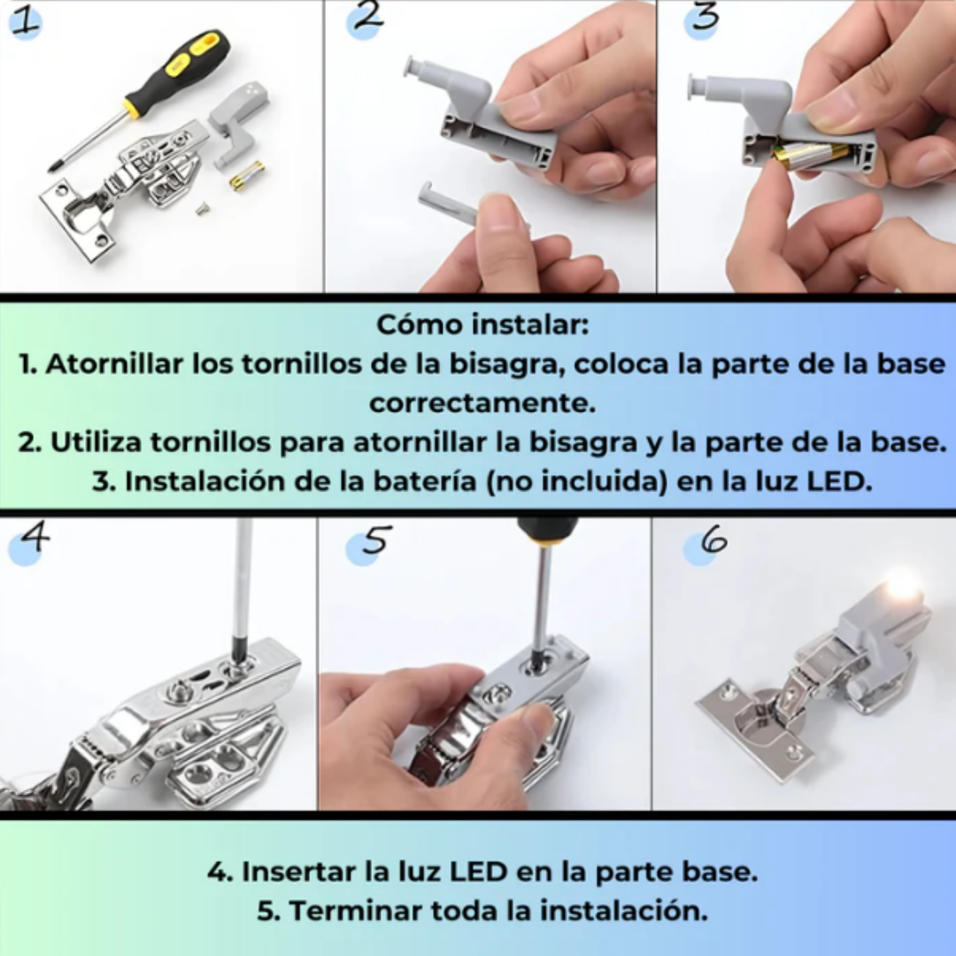 Pack x 4 Luces Para Bisagras - Ilumina Espacios Pequeños Interiores