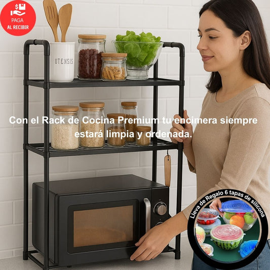 Rack de Cocina Premium – Mantén tu microondas y utensilios en un solo lugar, siempre a mano