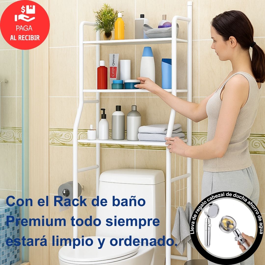 Estantería de Baño de 3 Niveles – Convierte el espacio vacío sobre tu inodoro en orden y estilo