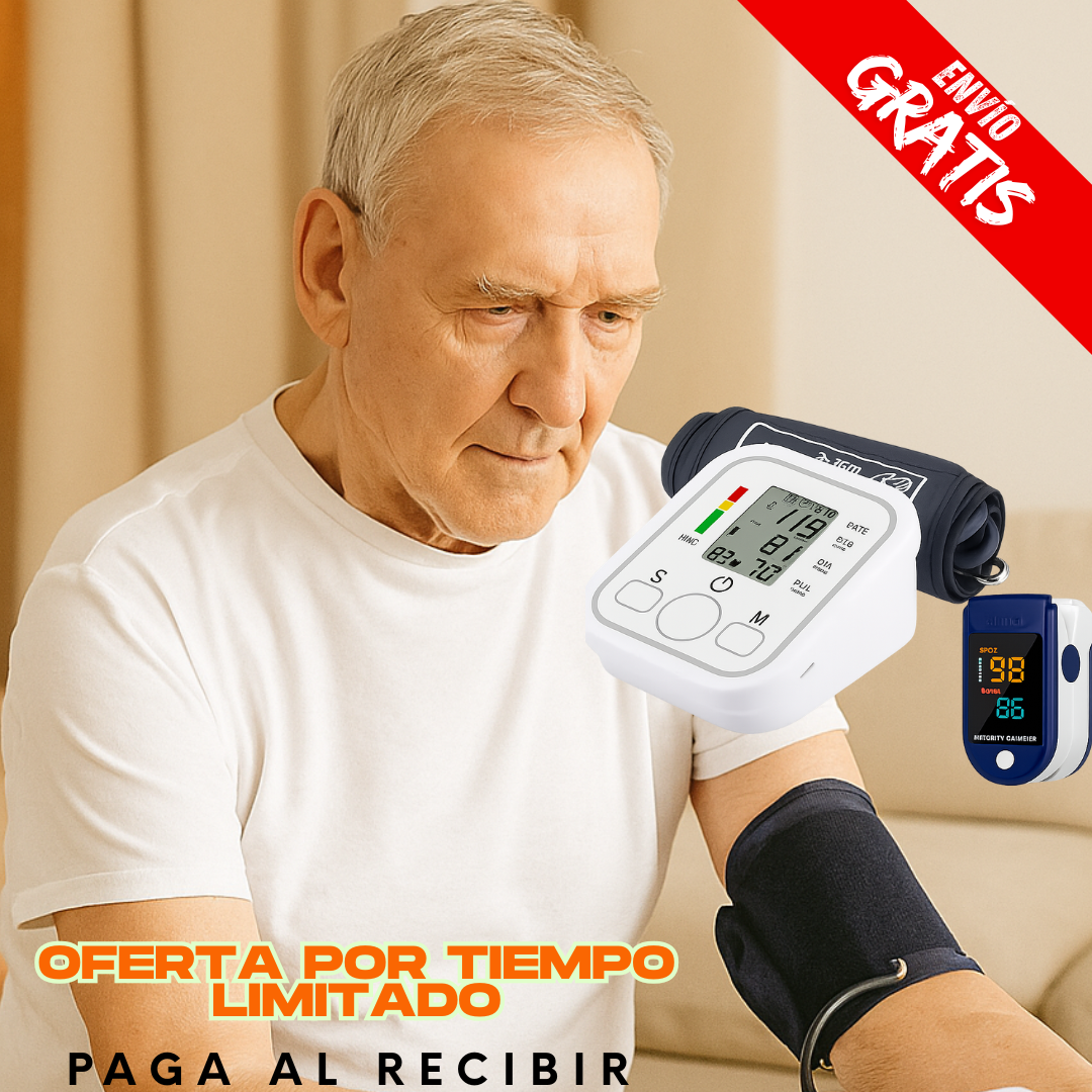 Tensiómetro + Oxímetro – Monitorea tu salud en segundos – Evita emergencias desde la comodidad de tu hogar
