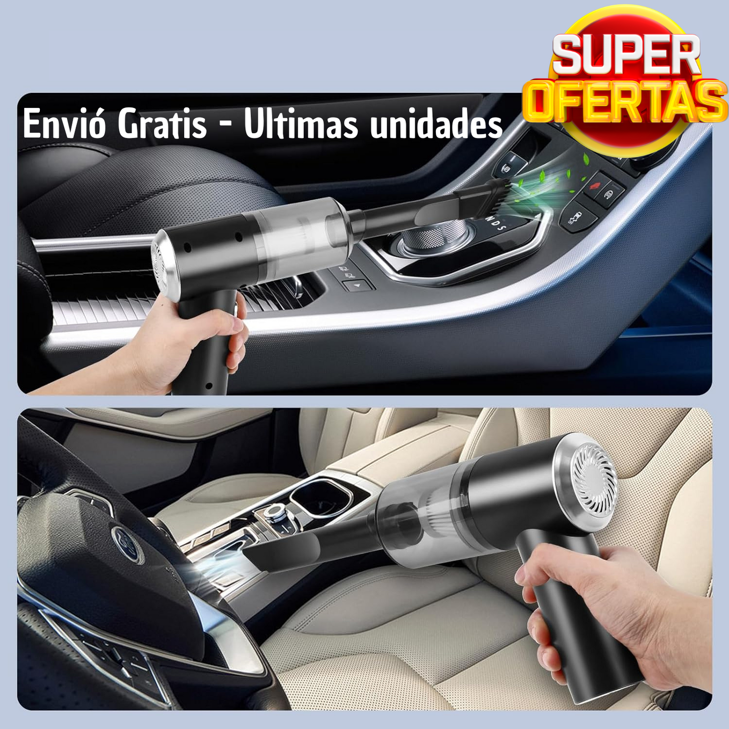 Aspiradora Compacta UltraClean® – Limpieza profunda y sin esfuerzo para tu auto